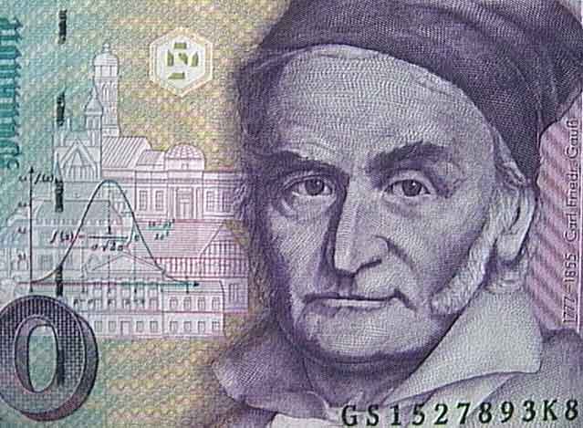 Close up of Carl Gauss Deutschmark