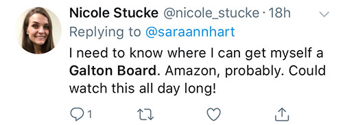 Nicole Stucke Tweet about Galton Board